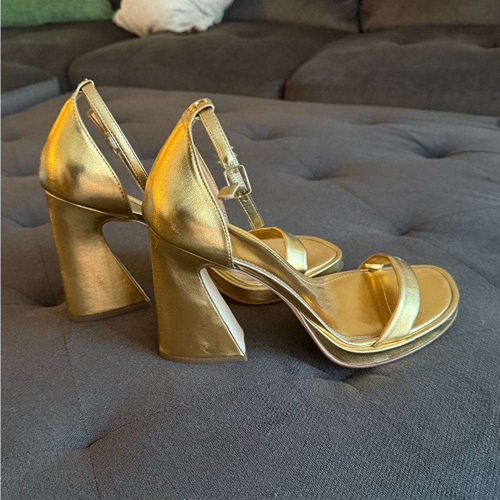 Sam Edelman Gold Metallic Heels with Ankle Strap